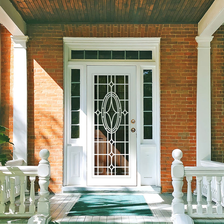 Modern Cross Laser Cut Security Storm Door